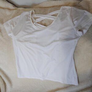 White Short Sleeve open lace back Size 2XL